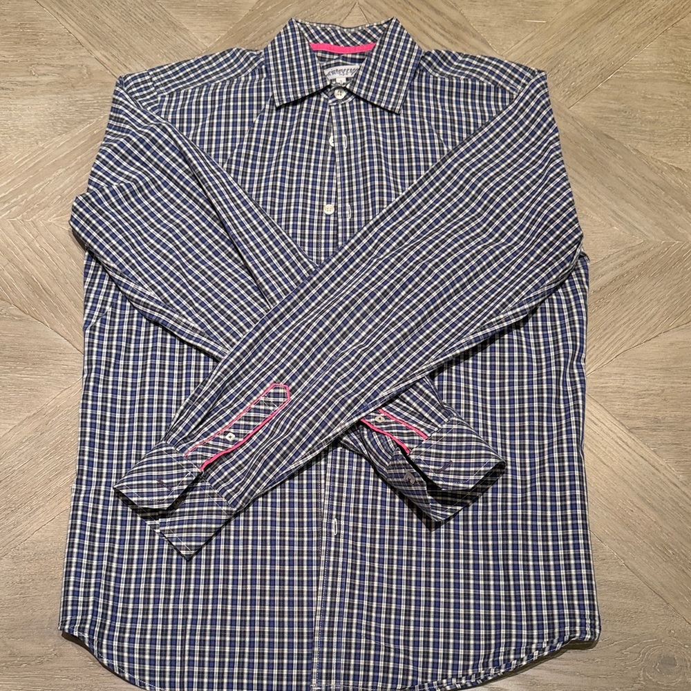 Classic Blue Checkered Men's Button Down Shirt